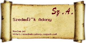 Szedmák Adony névjegykártya